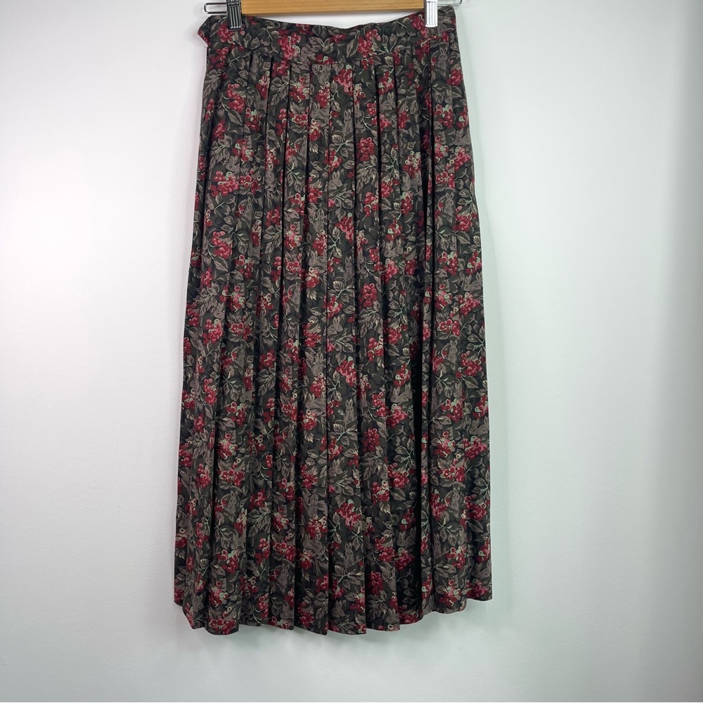 Vintage Components By Susan Bristol Floral Print Pleated Midi Skirt Size 6